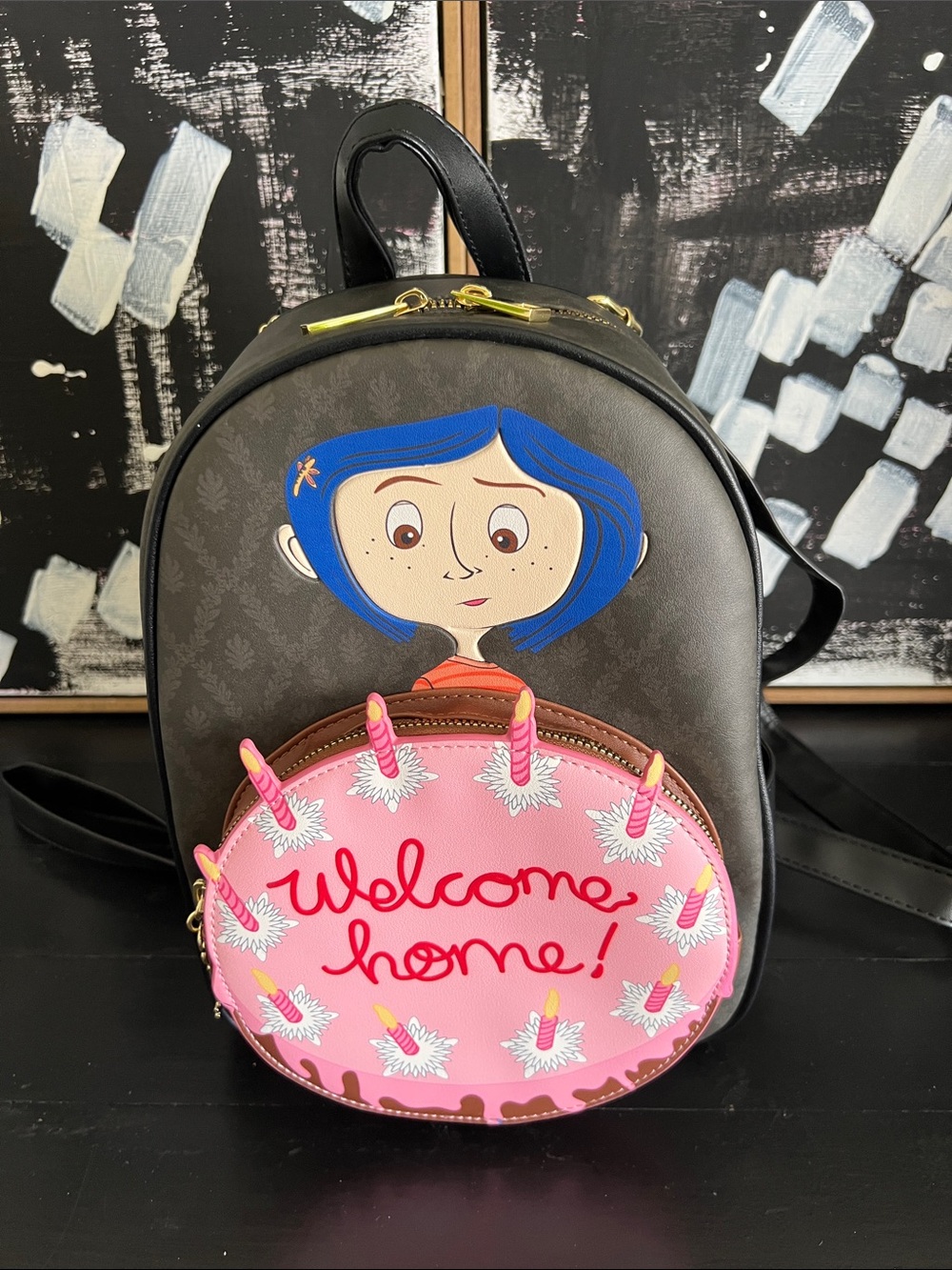 Hot Topic Coraline Welcome Home Pink & Black Mini Backpack